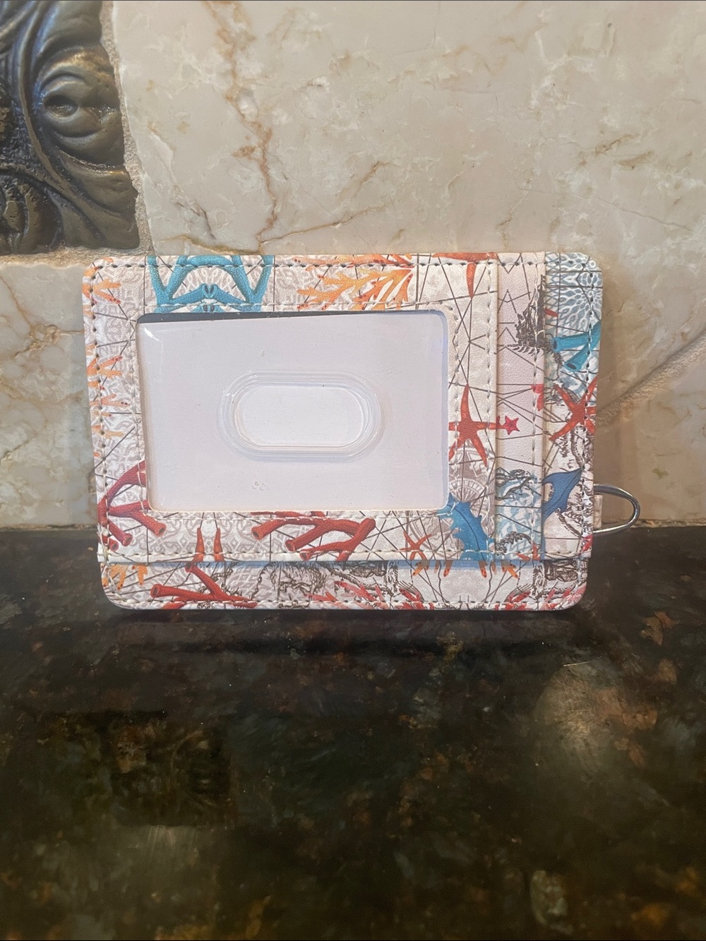 Ocean themed Card ID Wallet with Clear Window